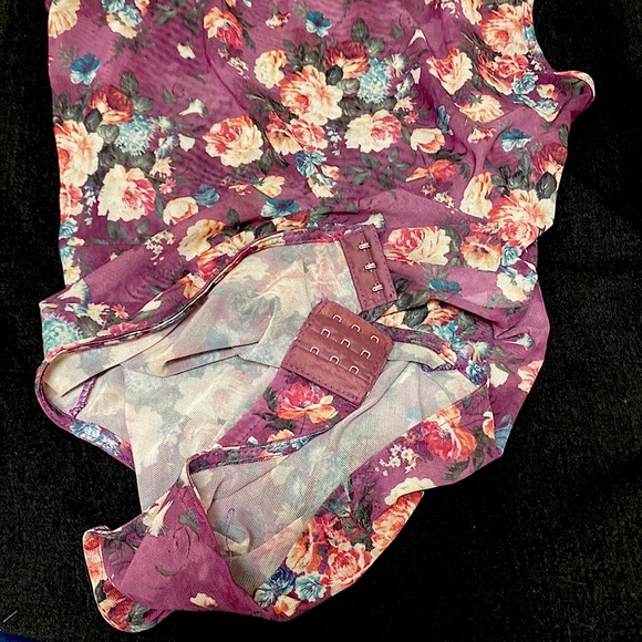 Purple Mesh Floral Bodysuit - Picture 16 of 16